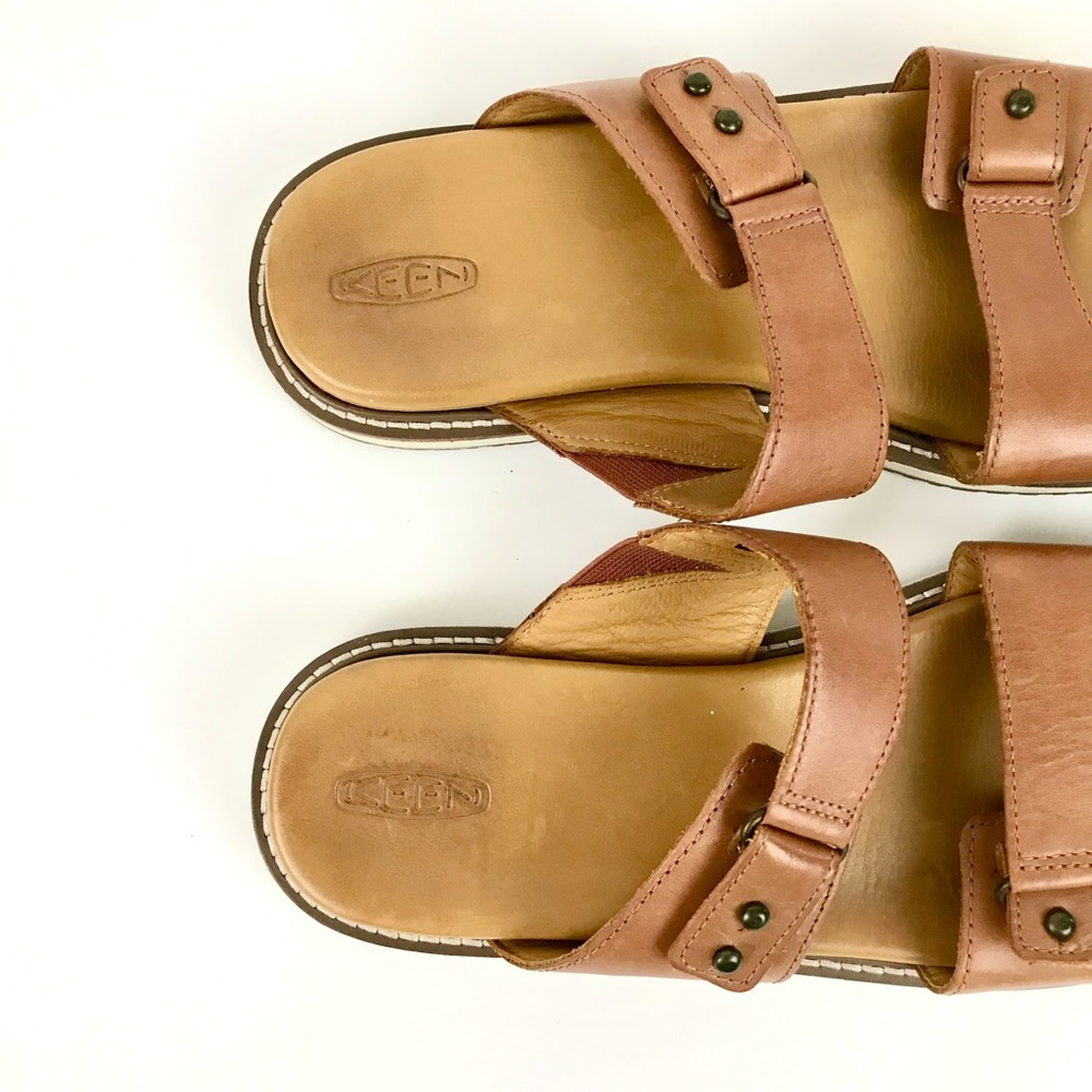 Keen Women’s Lana Double Strap Tan Leather Slide Sandals Size 9 - Picture 7 of 16